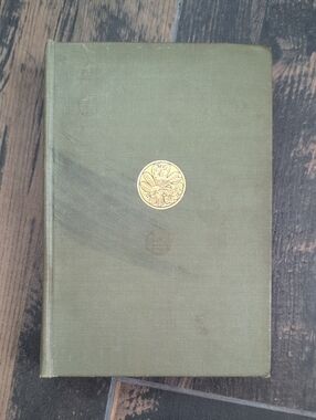 Rare Vintage 1909 Olive Green Decorative Hardcover Book with Gold Floral Emblem